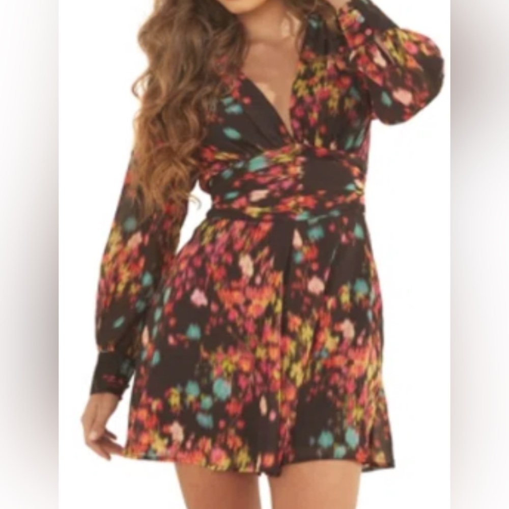 GUESS Emiliana Printed Romper In Blurred Floral Print- NWT
